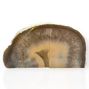 Agate Crystal Bookends Geode Center, Natural Stone, Bookshelf Decor (FM)